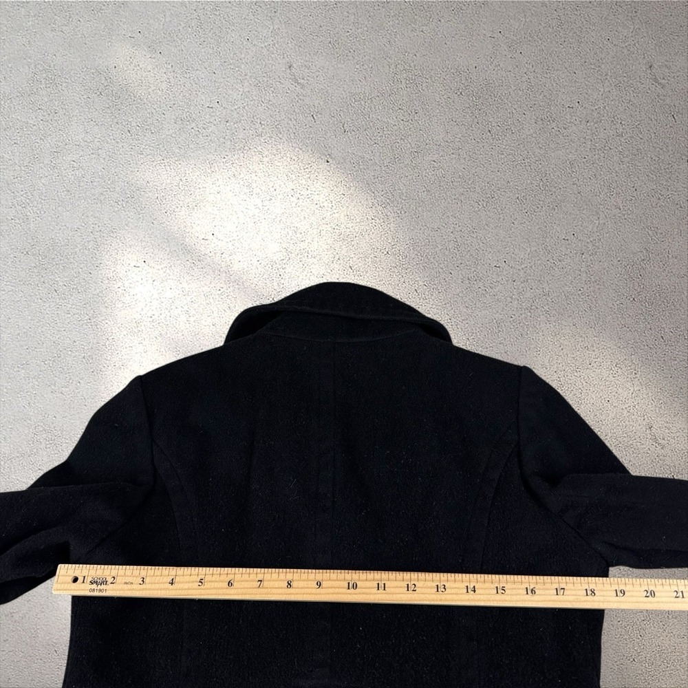 Saks Fifth Ave x Loro‎ Piana Wool Pea Coat Women's Size 6 Black Trench Overcoat - Picture 6 of 8